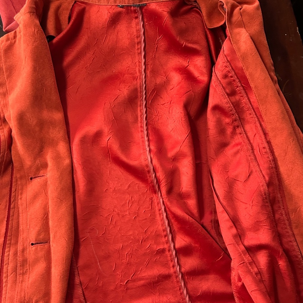 TWO Burnt orange ultra Suede Long Coat and blazer jacket. Two for one price. - Picture 9 of 12